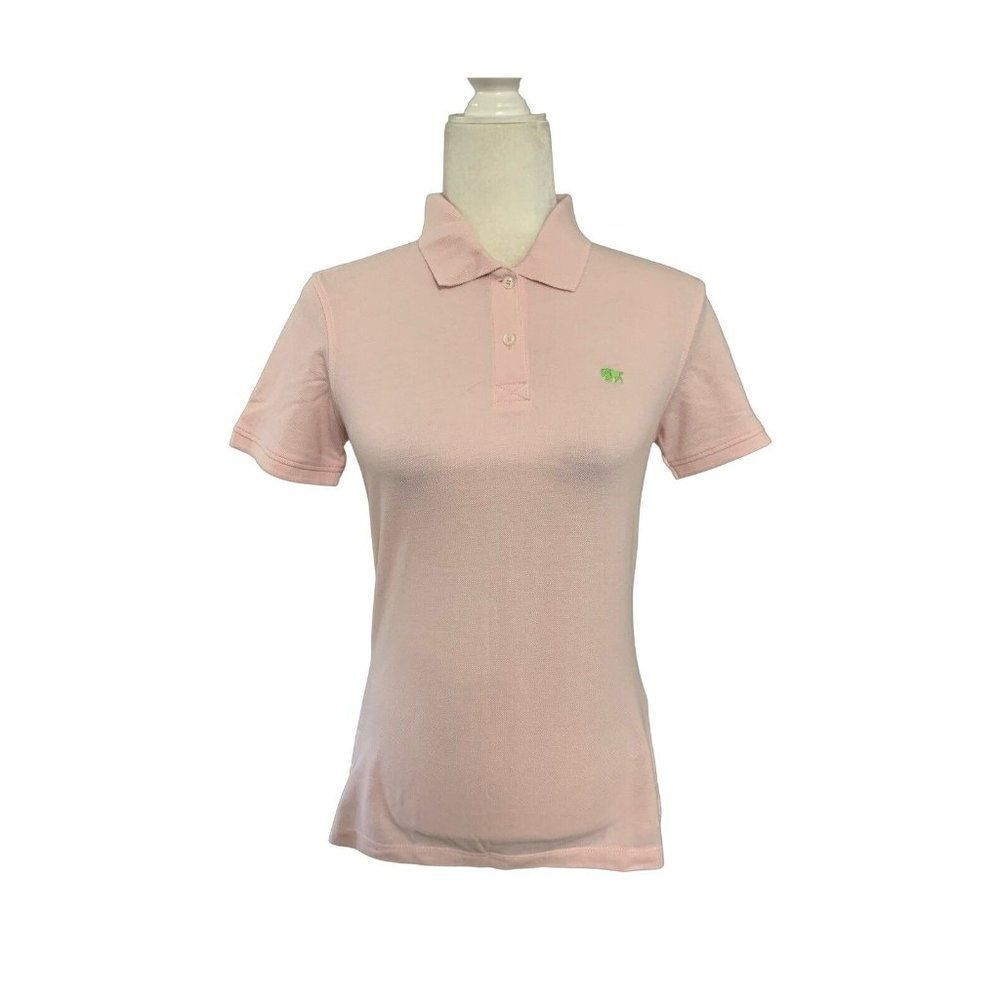 harriton womens solid light pink short sleeve polo top cotton small